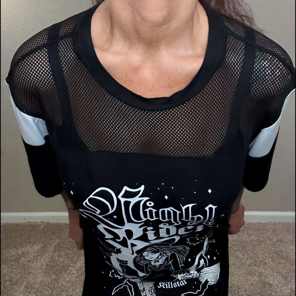 NWOT Killstar Nightrider Dress Witch Tunic Goth Punk Whimsgoth Black & White L - Picture 5 of 14